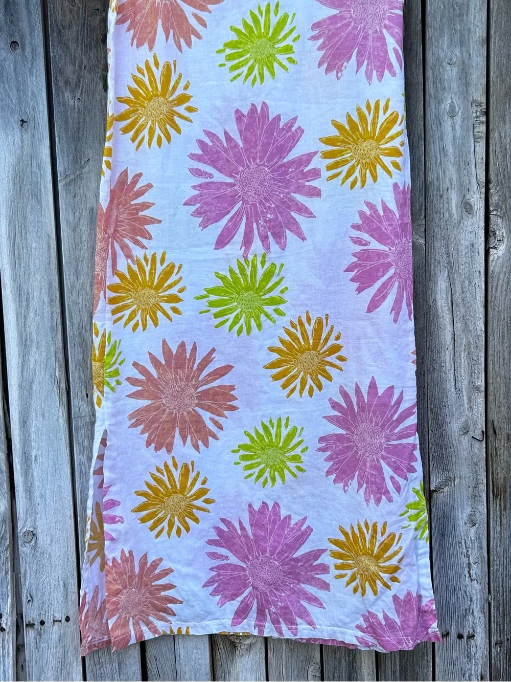 Fresh Produce Floral Print Linen Sleeveless Maxi Dress White Pink L - Picture 12 of 14